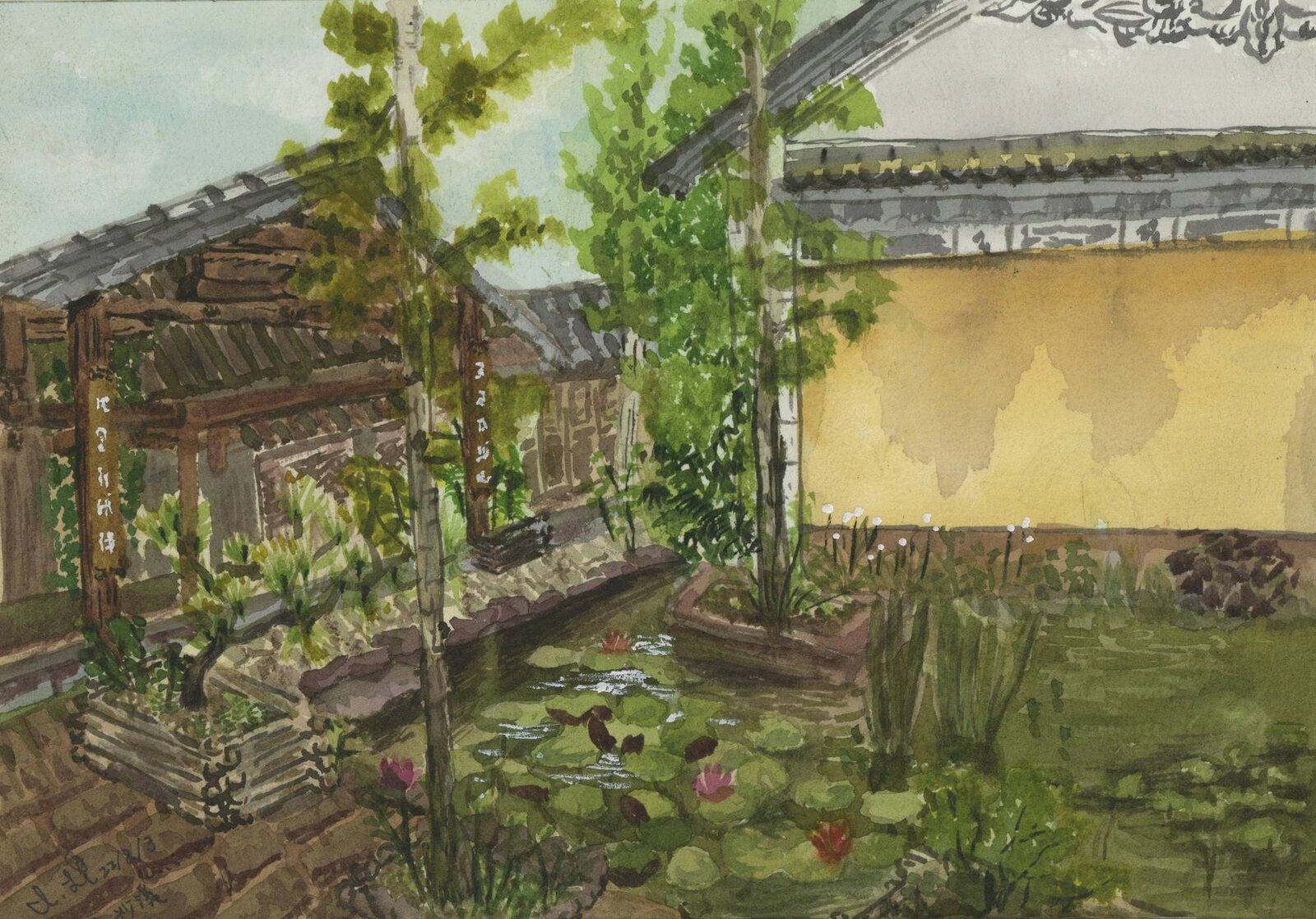 August 3, 2022, Shaxi Ancient Town. Watercolor.