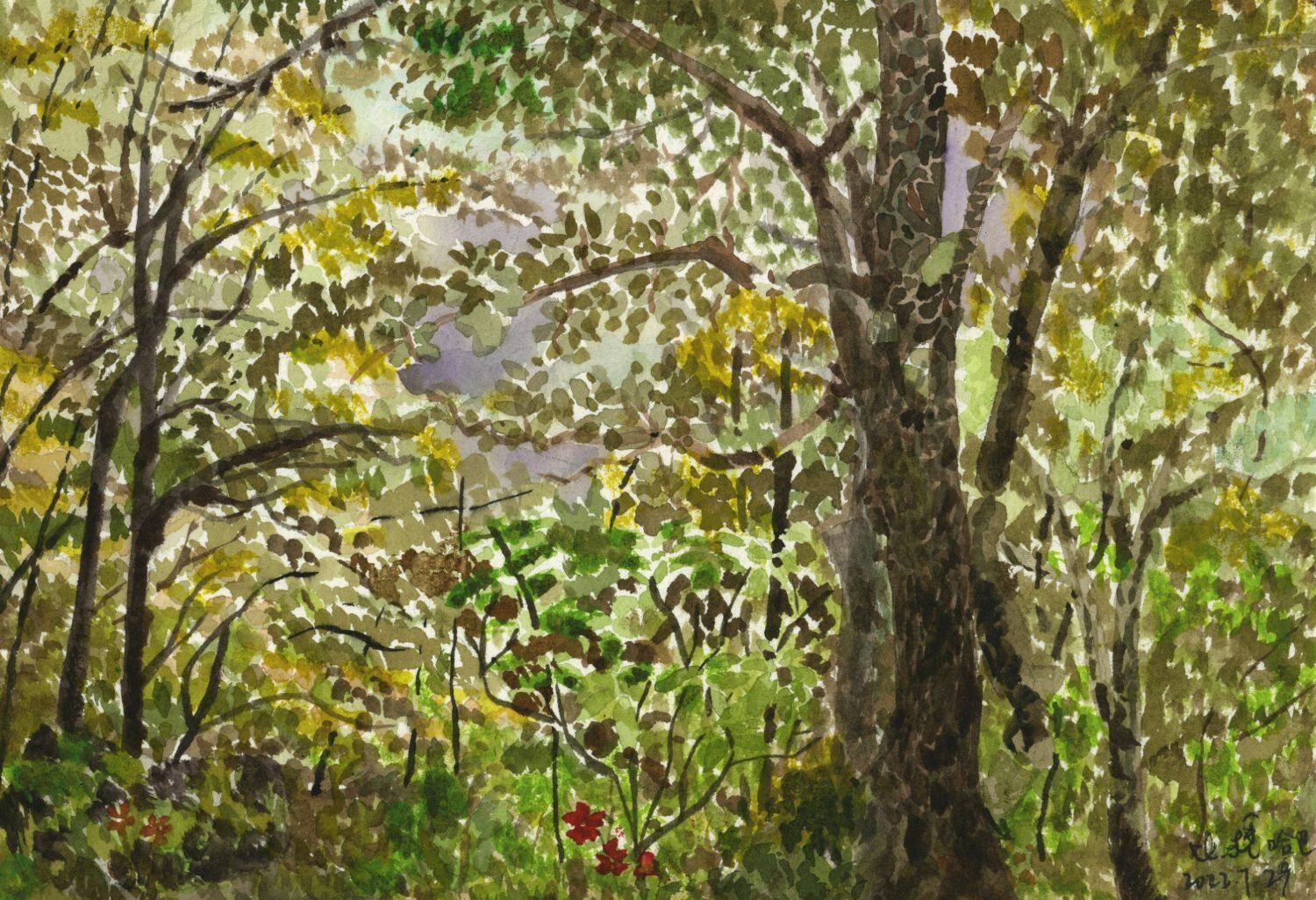 July 29, 2022, Tiger Leaping Gorge. Watercolor.